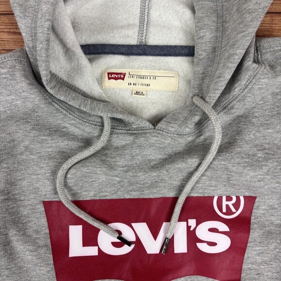 Levis Gray Hoodie With Red Logo Graphic Pullover Style   Casual Fit Size Large. - Picture 4 of 9
